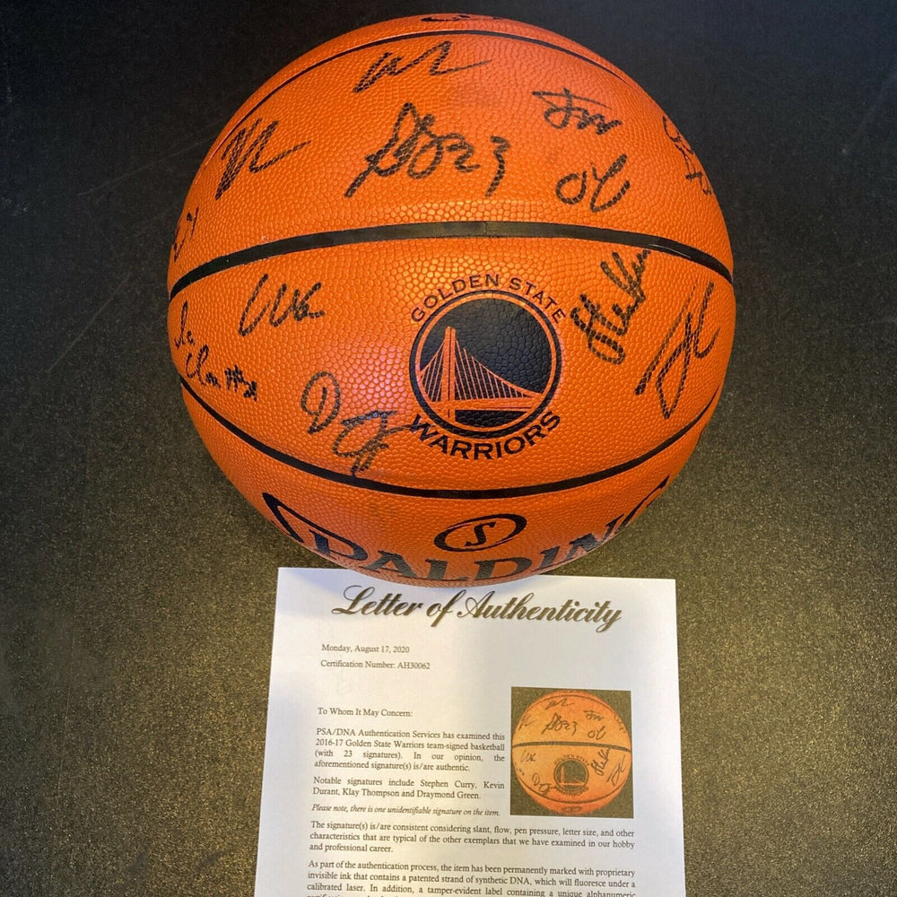 2016-17 Golden State Warriors NBA Champs Team Signed Game Basketball PSA DNA COA