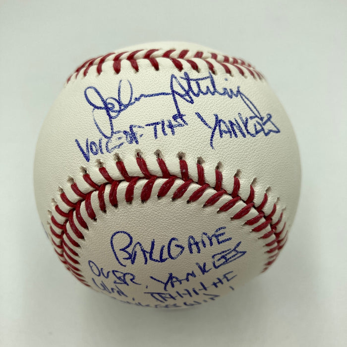 John Sterling Signed Heavily Inscribed STAT Baseball JSA COA RARE!