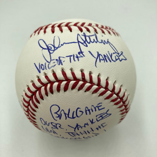 John Sterling Signed Heavily Inscribed STAT Baseball JSA COA RARE!