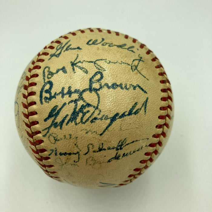 1952 New York Yankees World Series Champs Team Signed Baseball Mickey Mantle JSA