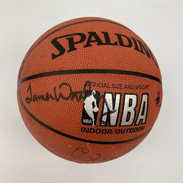 Wilt Chamberlain Abdul-Jabbar Magic Johnson Lakers Greats Signed Basketball PSA