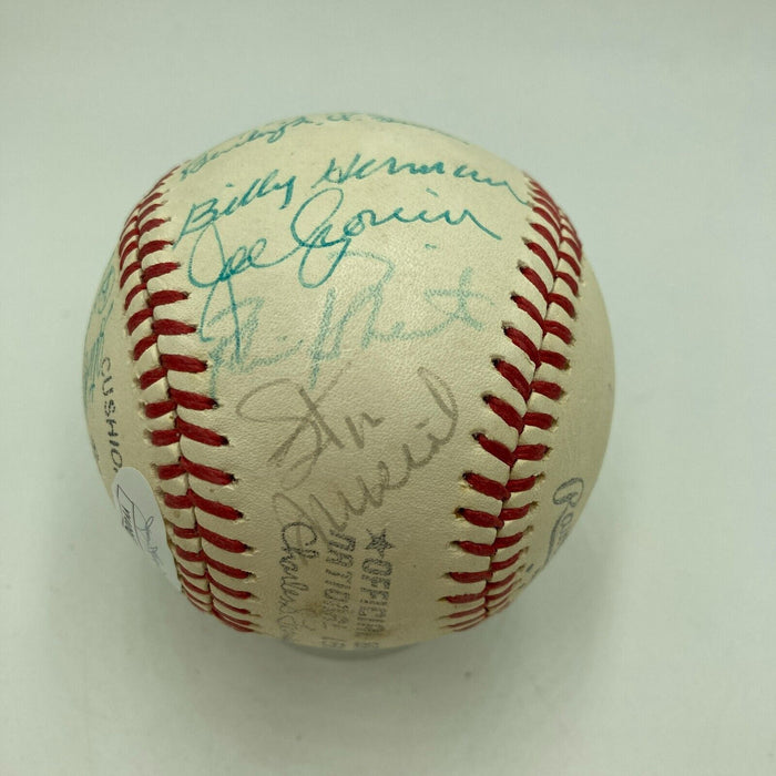 Beautiful 1977 Hall Of Fame Induction Multi Signed Baseball 23 Sigs JSA COA
