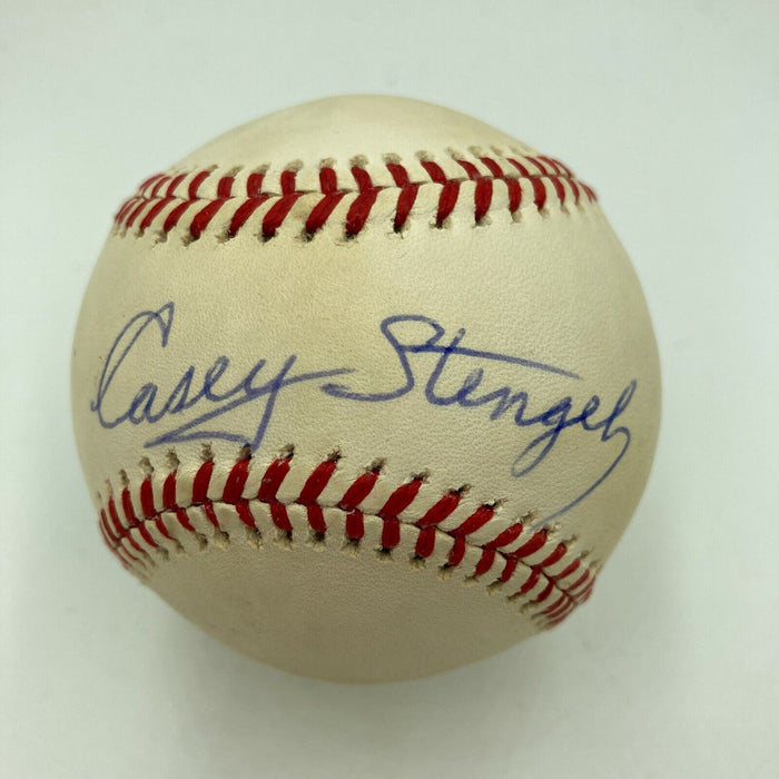 Beautiful Casey Stengel Single Signed Baseball JSA Graded Near Mint 8