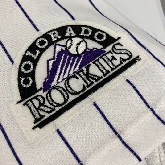 Larry Walker Signed Game Issued Colorado Rockies Russell Jersey JSA COA