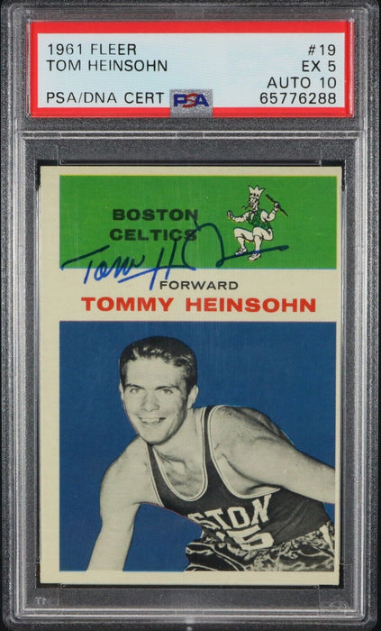 Tom Heinsohn (HOF) Signed 1961-62 Fleer #19 PSA/DNA GEM MINT 10