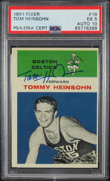 Tom Heinsohn (HOF) Signed 1961-62 Fleer #19 PSA/DNA GEM MINT 10