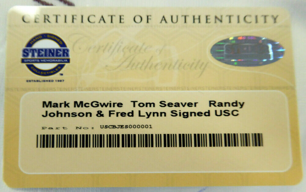 Tom Seaver Mark McGwire, Randy Johnson Signed USC Trojans Jersey Steiner COA