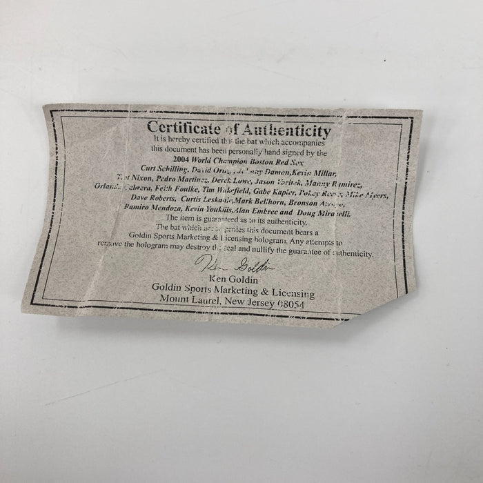 2004 Boston Red Sox World Series Champs Team Signed Baseball Bat JSA COA