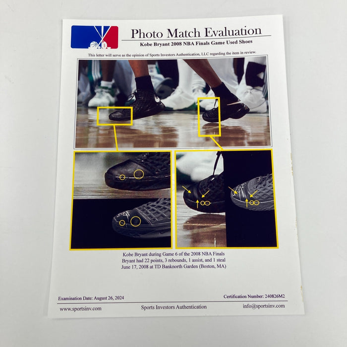 Kobe Bryant Photomatched 2008 NBA Finals Game Used Signed Sneakers Shoes PSA DNA