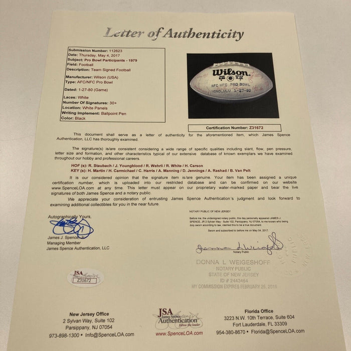 1980 NFL Pro Bowl Team Signed Wilson Official Football 30+ Sigs JSA COA