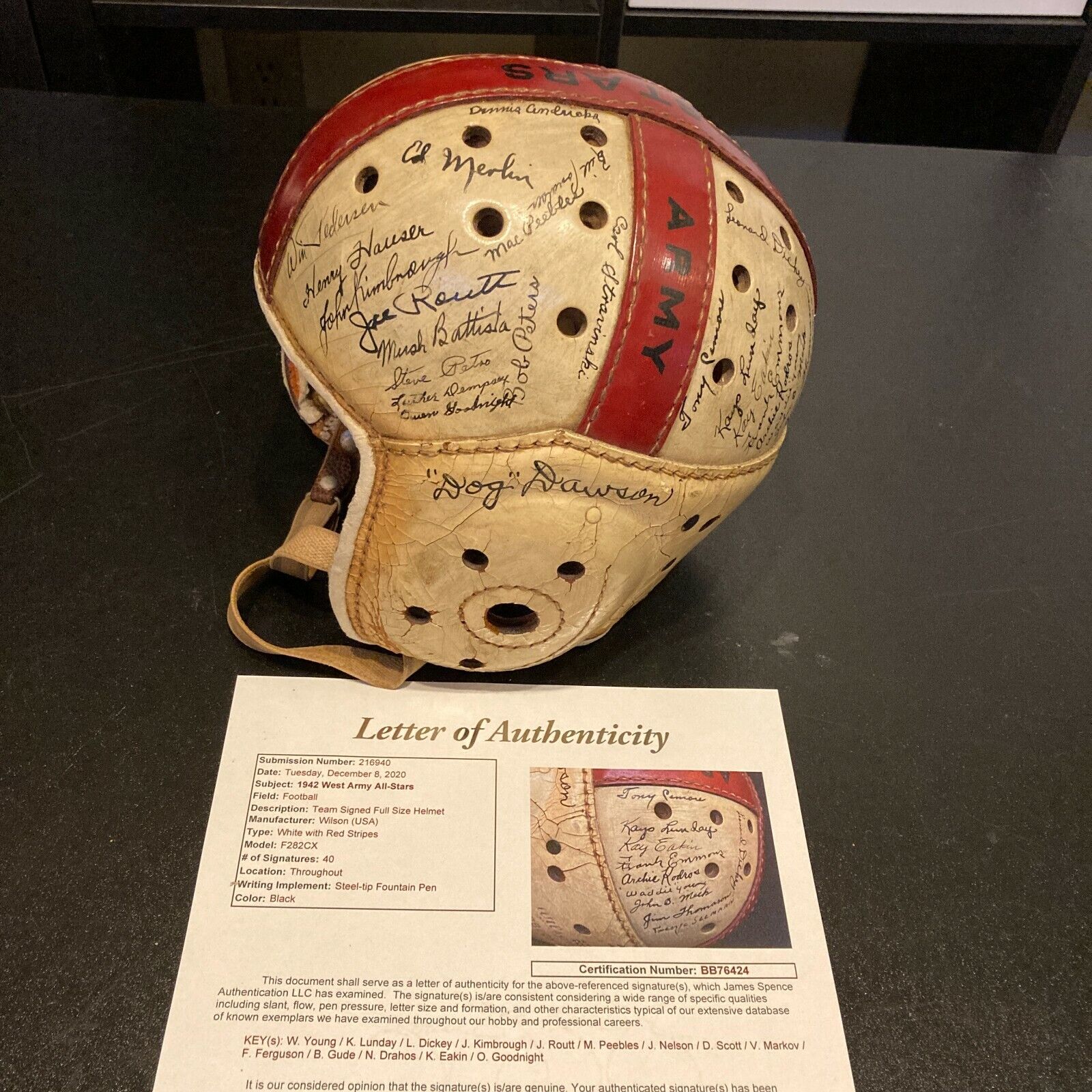 Historic Waddy Young 1942 All Star Game Team Signed Game Used Helmet J — Showpieces Sports Historic Waddy Young 1942 All Star Game Team Signed Game Used Helmet J — Showpieces Sports