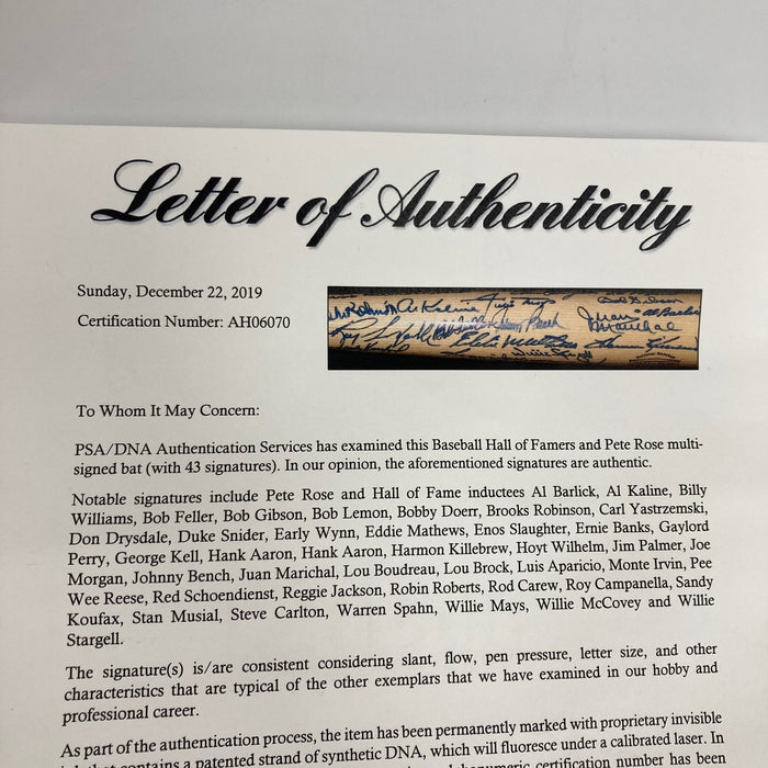 Hall Of Fame Multi Signed Bat Willie Mays Sandy Koufax Roy Campanella (43) PSA