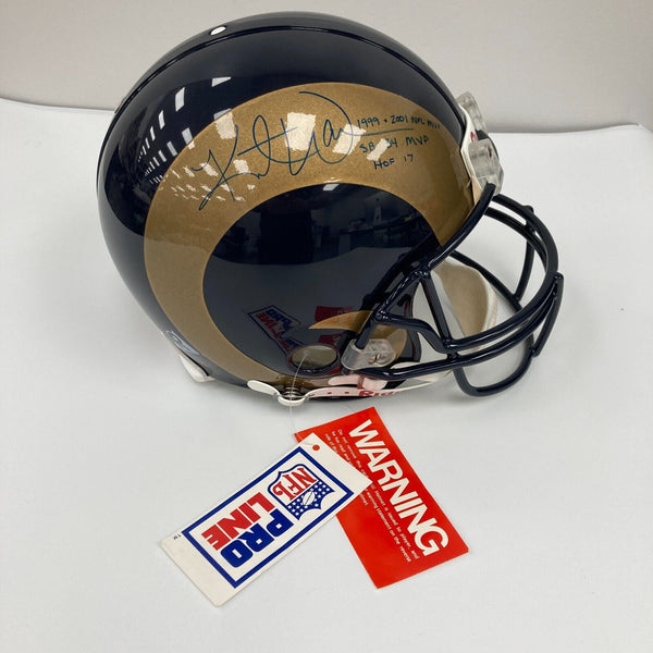 Kurt Warner Marshall Faulk Orlando Pace Signed St. Louis Rams FS Helmet JSA COA