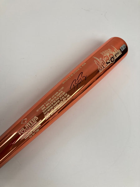 Buster Posey Chrome Splash Art Signed Career Stat Bat MLB Authenticated