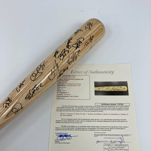 2010 San Francisco Giants World Series Champs Team Signed Baseball Bat JSA COA