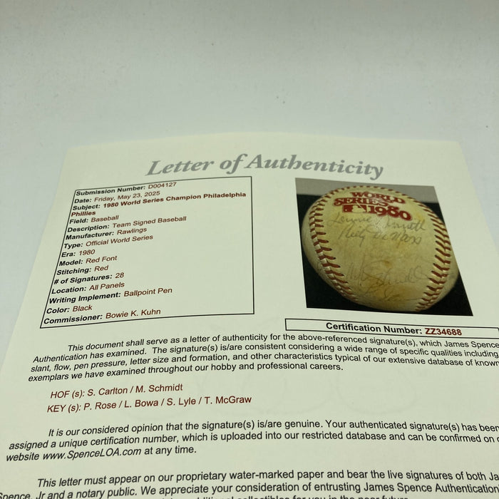 1980 Philadelphia Phillies World Series Champs Team Signed Baseball With JSA COA