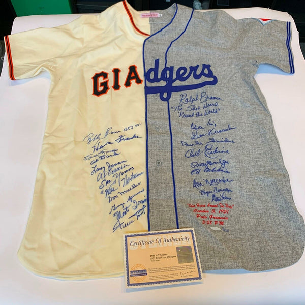 1951 Shot Heard Round The World Giants Dodgers Signed Jersey Willie Mays Steiner