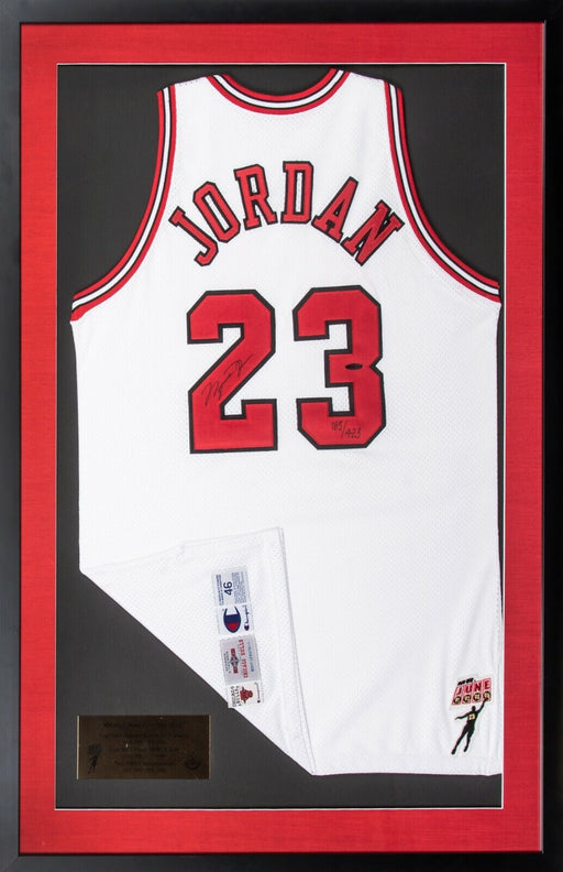Michael Jordan Signed Mr. June 1995-96 Pro Cut Chicago Bulls Framed Jersey UDA