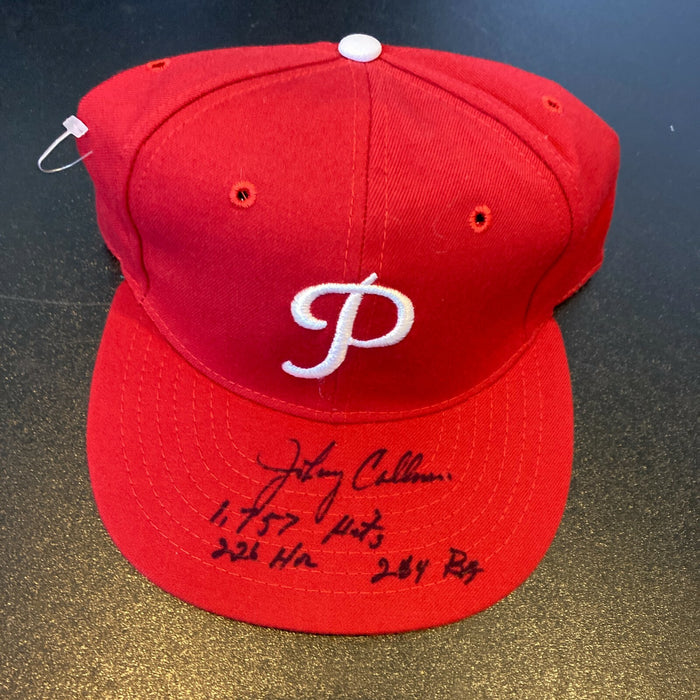 Johnny Callison 1757 Hits Signed Inscribed Philadelphia Phillies Hat JSA COA