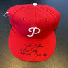 Johnny Callison 1757 Hits Signed Inscribed Philadelphia Phillies Hat JSA COA
