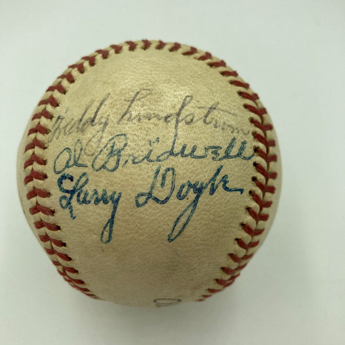 Fred Snodgrass Chief Meyers Al Bridwell Larry Doyle Giants Signed Baseball JSA