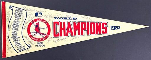 1982 St. Louis Cardinals World Series Champs Team Signed Baseball Pennant BAS