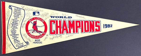 1982 St. Louis Cardinals World Series Champs Team Signed Baseball Pennant BAS