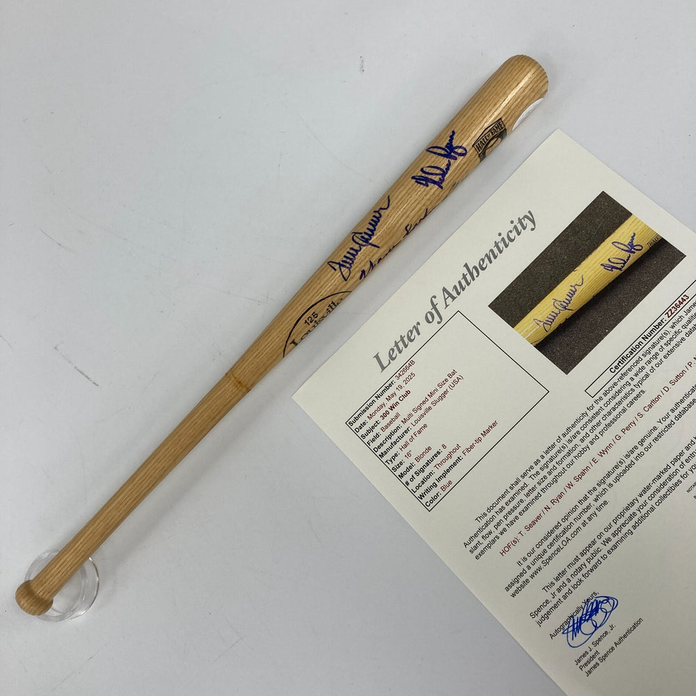 300 Win Club Signed Mini Baseball Bat Nolan Ryan Tom Seaver JSA COA