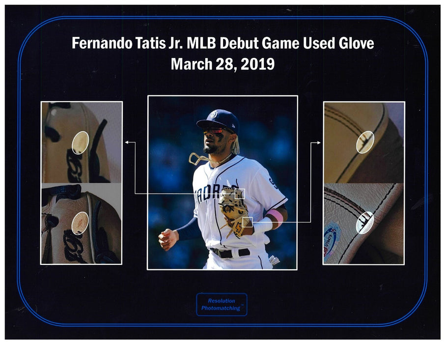 Fernando Tatis Jr. MLB Debut Game Used Photo Matched Baseball Glove With COA