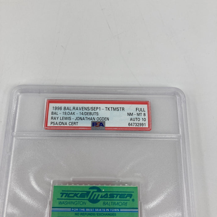 Ray Lewis Signed NFL Debut Full Ticket PSA DNA Auto 10 GEM MINT