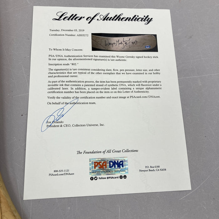 Wayne Gretzky "802 Goals" Signed 1987 Game Issued Titan Hockey Stick PSA DNA COA