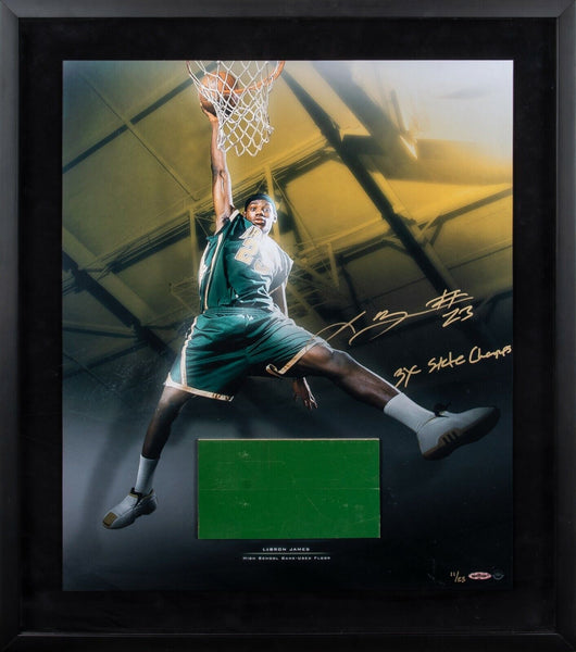 LeBron James Pre Rookie Signed Inscribed St. Mary Game Used Floorboard UDA COA