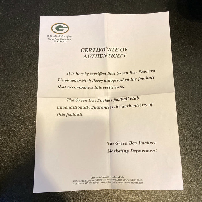 Nick Perry Signed Autographed Wilson NFL Football Green Bay Packers JSA COA