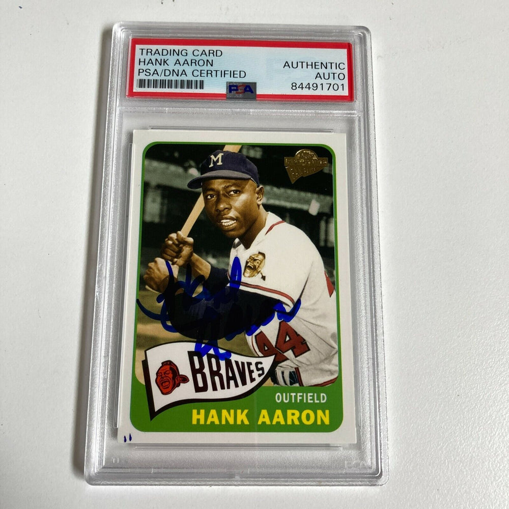 1966 Topps Hank Aaron Signed Autographed 2004 RP Baseball Card PSA DNA COA