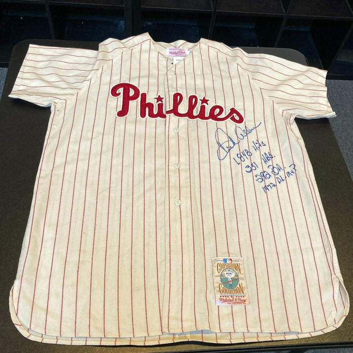The Finest Dick Richie Allen Signed Phillies STAT Jersey PSA DNA MINT 9