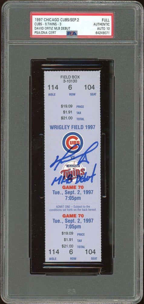 David Ortiz MLB Debut Signed Inscribed Full Ticket September 2, 1997 PSA DNA