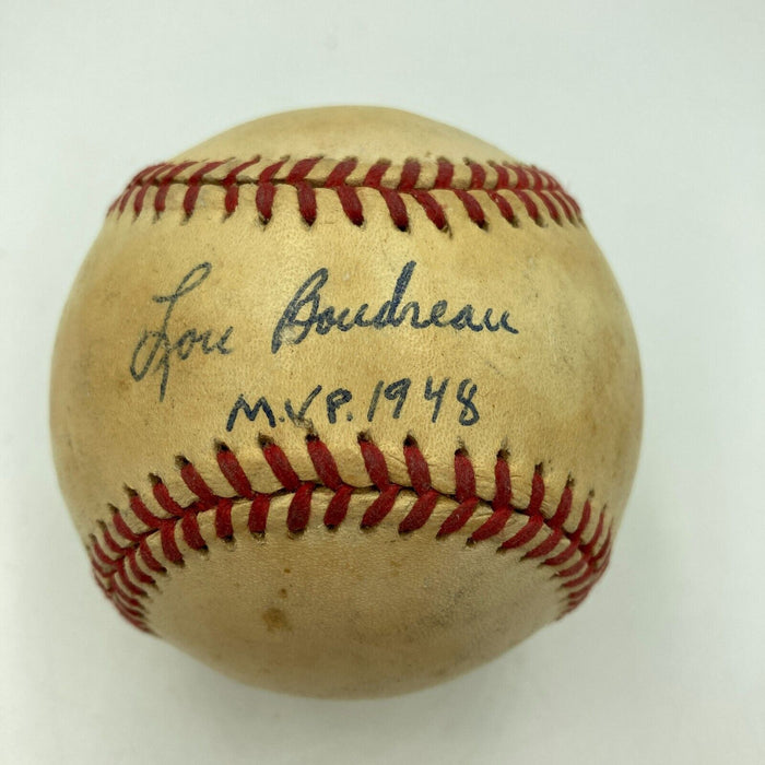 Lou Boudreau MVP 1948 Signed Official American League Baseball JSA COA