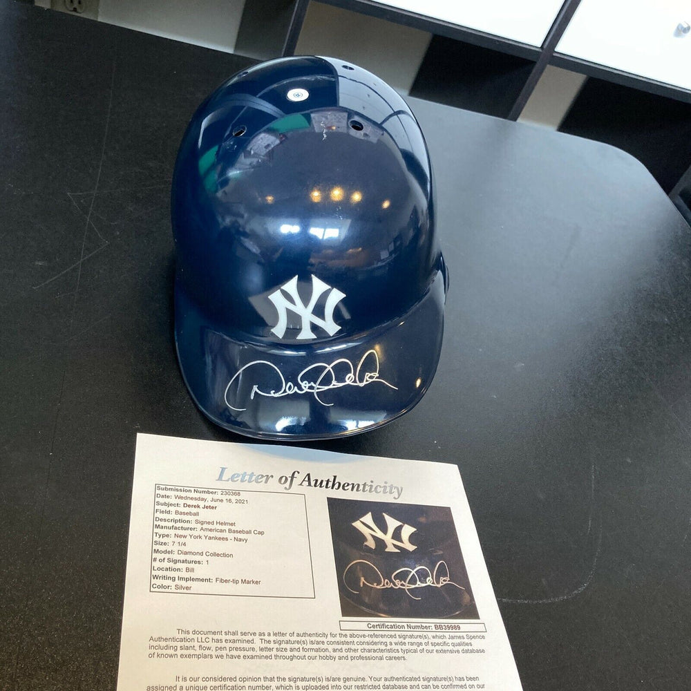 Derek Jeter 1996 Rookie Signed New York Yankees Game Issued Helmet With JSA COA
