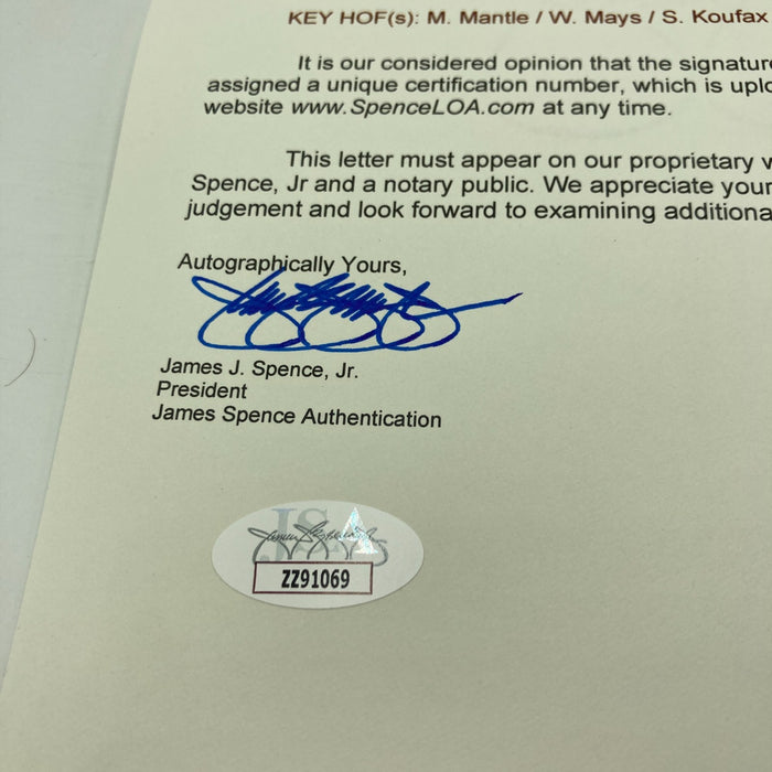 Mickey Mantle Willie Mays Sandy Koufax Hall Of Fame Multi Signed Baseball JSA