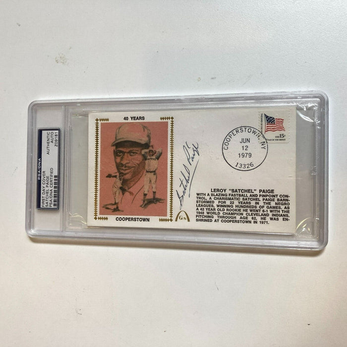 Satchel Paige Signed 1979 Hall Of Fame Cooperstown FDC First Day Cover PSA DNA