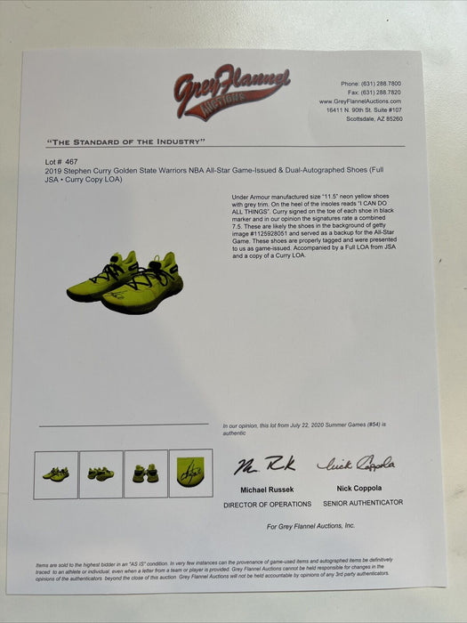 Stephen Curry Signed Game Issued 2019 All Star Game Shoes Sneakers JSA COA