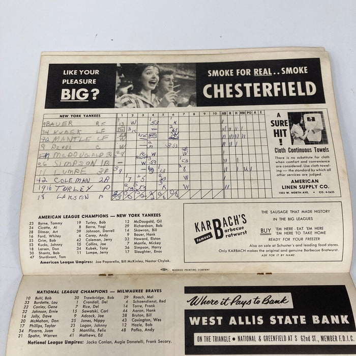 1957 Milwaukee Braves World Series Champs Team Signed Program Hank Aaron JSA COA