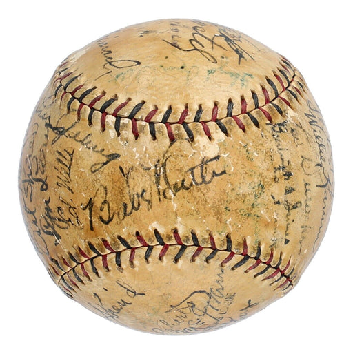 Babe Ruth Lou Gehrig Miller Huggins HOF Multi Signed Baseball JSA COA