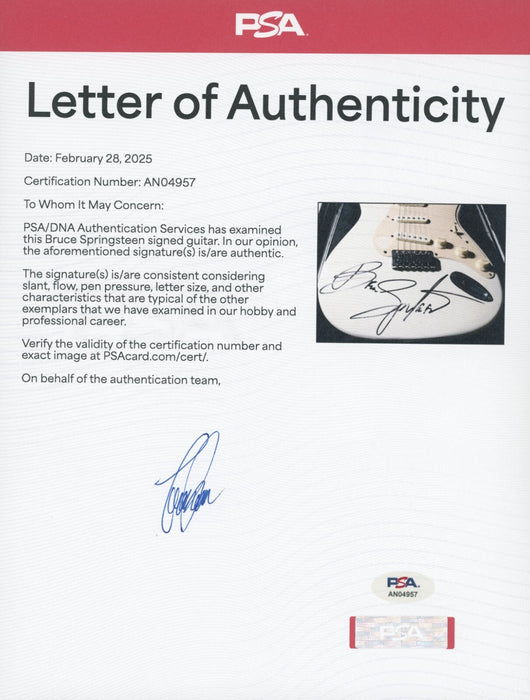 Bruce Springsteen Signed Fender Squire Stratocaster Guitar PSA DNA Huge Auto!