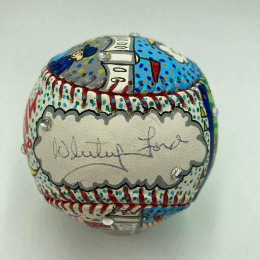 Whitey Ford Signed Charles Fazzino Hand Painted Pop Art Baseball Steiner COA