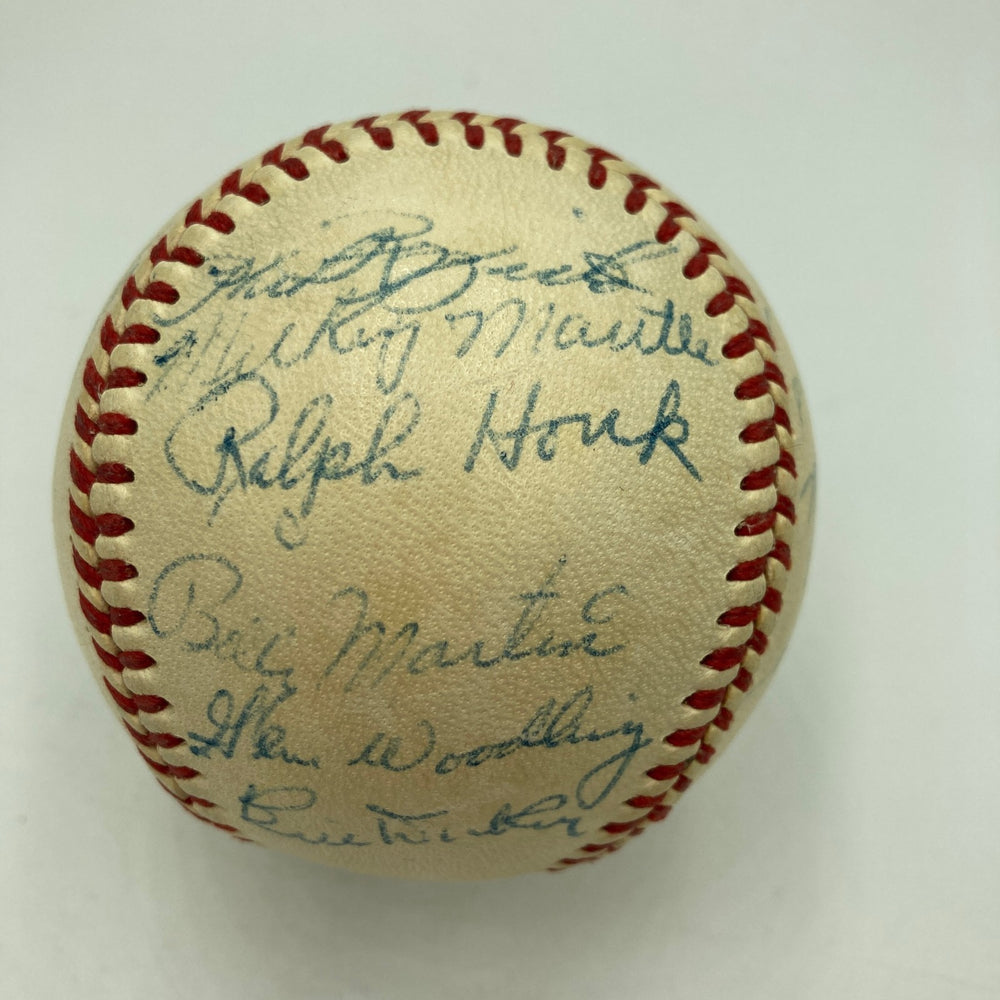 1953 New York Yankees World Series Champs Team Signed Baseball Mickey Mantle JSA