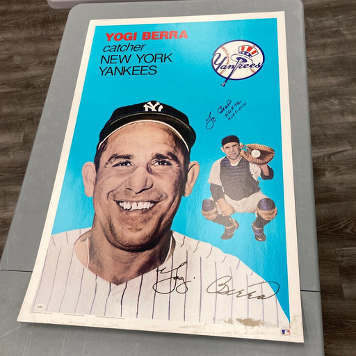 Yogi Berra "MVP 51, 54, 55, HOF 72" Signed Huge 24x36 1950s Topps Photo JSA COA