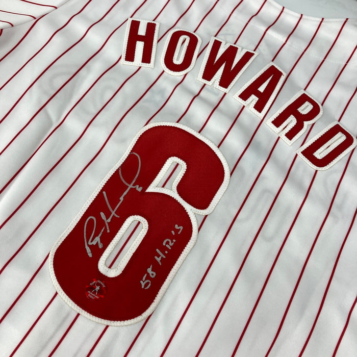 Ryan Howard Signed & Inscribed "58 HR's" Philadelphia Phillies Jersey With COA