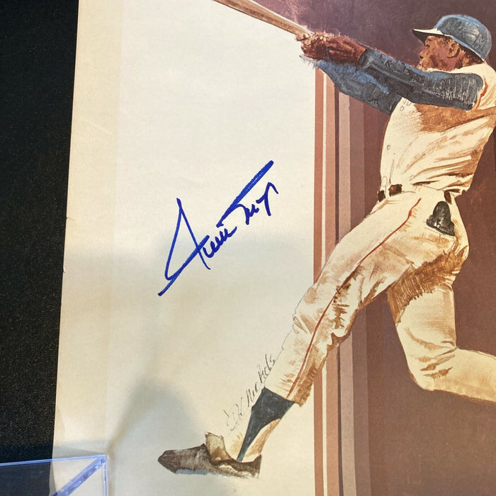 Willie Mays Signed Autographed Large 18x24 Lithograph Photo JSA Sticker