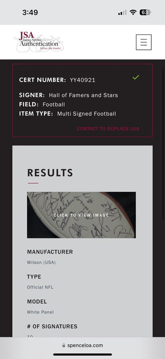 John Elway Franco Harris Brett Favre Hall Of Fame Multi Signed Football JSA